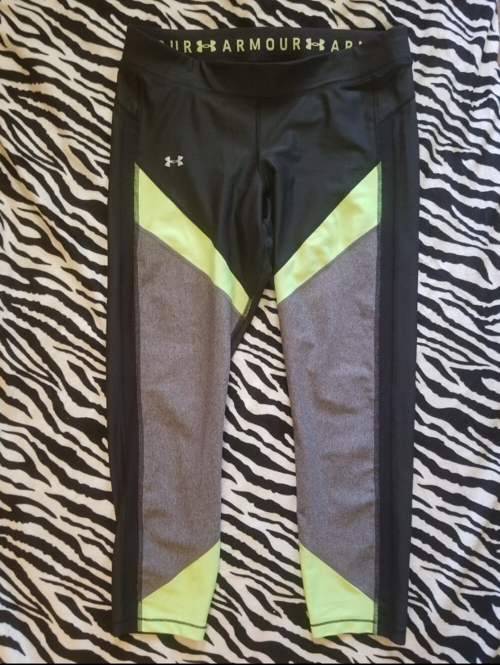 Neon Yellow Green Under Armour Compression Leggings L/XL